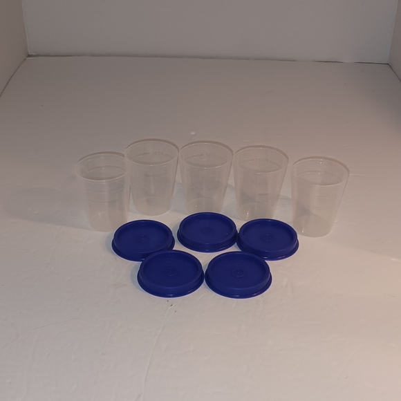 Tupperware Midgets (5), Clear, Dark Blue Lids - NWOT - Picture 3 of 8